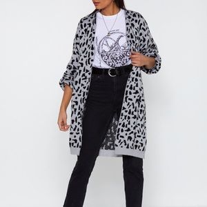 Nasty Gal Leopard Letting You Go Oversized Cardigan Size Medium